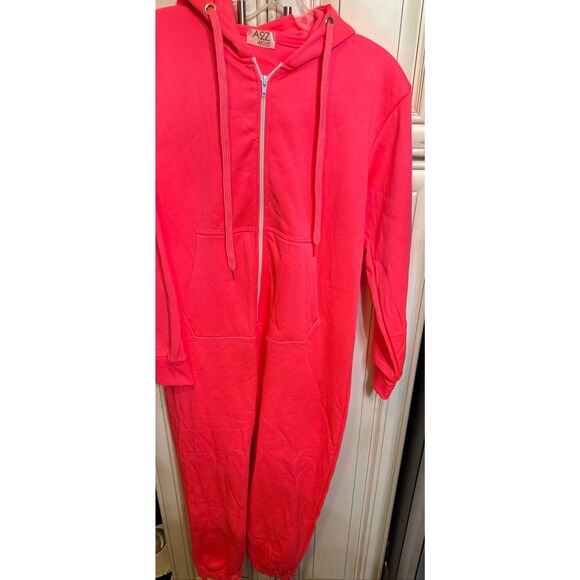 A2Z For Kids Girls Full Zip Hooded One Piece Jumpsuit Hot Pink Size 11-12 - Picture 10 of 11